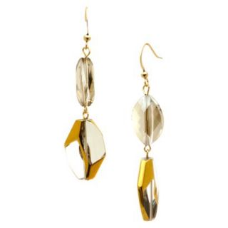 Womens Double Drop Stone Earring   Gold/Black