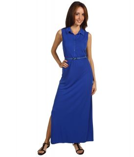 Anne Klein Maxi Shirtdress Womens Dress (Blue)