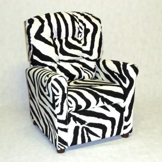 Brazil Furniture 4 Button Back Child Recliner   Zebra Multicolor   400 ZEBRA