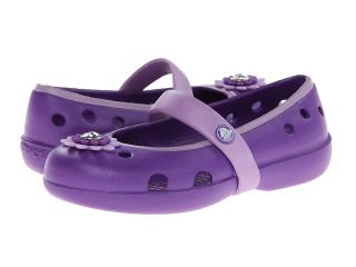 Crocs Kids Keeley Petal Charm Flat Girls Shoes (Purple)