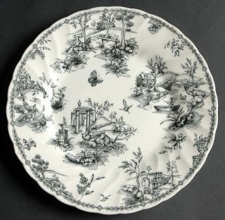 Churchill China Toile Black (Charcoal, Scalloped) Salad Plate, Fine China Dinner