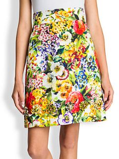 Dolce & Gabbana Floral Print Brocade Skirt   Floral Print