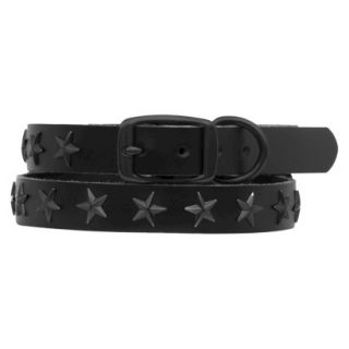 Platinum Pets Black Genuine Leather Dog Collar with Stars   Black (11   15)