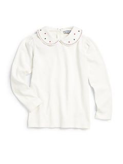 Hartstrings Toddlers & Little Girls Embroidered Collar Shirt   Marshmallow