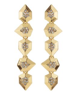 Golden Pave Point Drop Earrings
