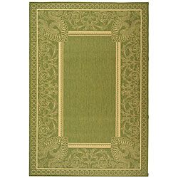 Indoor/ Outdoor Abaco Olive/ Natural Rug (67 X 96) (GreenPattern BorderMeasures 0.25 inch thickTip We recommend the use of a non skid pad to keep the rug in place on smooth surfaces.All rug sizes are approximate. Due to the difference of monitor colors,