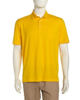 Solid Short Sleeve Poplin Polo Shirt, Gold