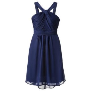TEVOLIO Womens Plus Size Halter Neck Chiffon Dress   Academy Blue   28W