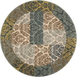 Meticulously Woven Contemporary Multi Colored Floral Manitoba Rug (67 Round)