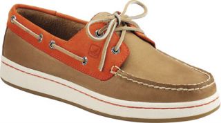 Mens Sperry Top Sider Sperry Cup   Tan/Orange Leather/Canvas Sailing Shoes