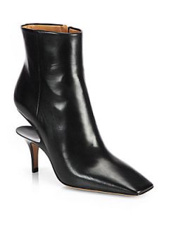 Maison Martin Margiela Leather Cutout Heel Ankle Boots   Black