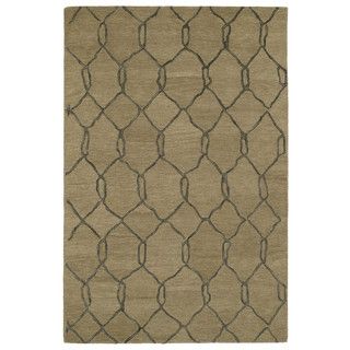 Hand tufted Utopia Tile Brown Wool Rug (96 X 136)
