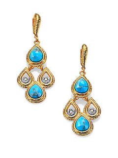 Alexis Bittar Elements Maldivian Turquoise & Crystal Scalloped Drop Earrings   G