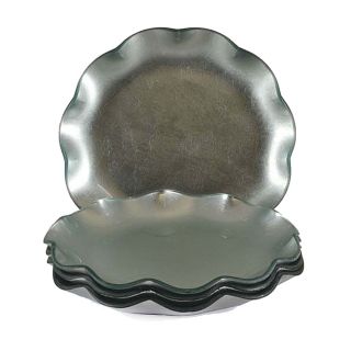 Tango Silver Ruffle Dessert Plate (set Of 4) (100 percent glass with silver foil finishColor/pattern SilverDimensions Approximately 8 inches diameter. Set includes Four (4) platesCare Handwash with non abrasive sponge and detergent.)