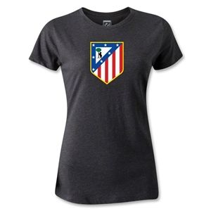 hidden Atletico Madrid Crest Womens T Shirt (Dark Gray)