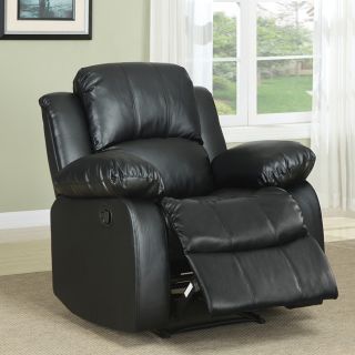 Coleford Black Faux Leather Tufted Transitional Reclining Chair