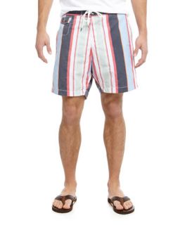 Striped Nylon Swim Shorts, Awning