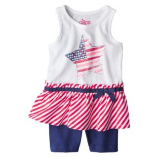 Circo Infant Toddler Girls Star Peplum Tank and Bike Short Set   White/Navy 3T