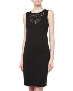 Sleeveless Cutout Fitted Jersey Dress, Black