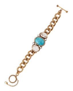 Turquoise, Crystal & Pearl Bracelet