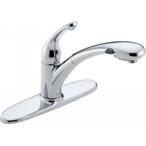 Delta Faucet 470 WE DST Signature Single Handle Pull Out Spray Kitchen Faucet
