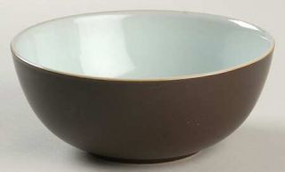 Denby Langley Sienna Soup/Cereal Bowl, Fine China Dinnerware   Brown Back,Blue O