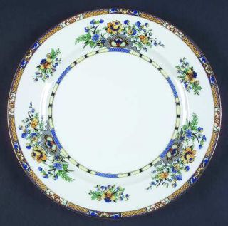 Royal Bayreuth Rob59 Dinner Plate, Fine China Dinnerware   Blue&Yellow Scales&Fl