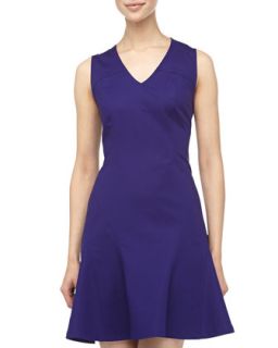 Sateen Godet Fit And Flare Dress, Electric Blue