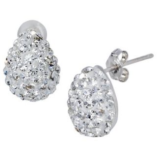 Stud Earrings with Crystals   Silver/White