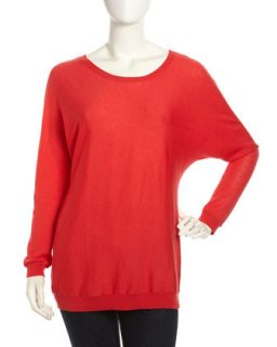 Knit Dolman Sleeve Sweater, Simply Red