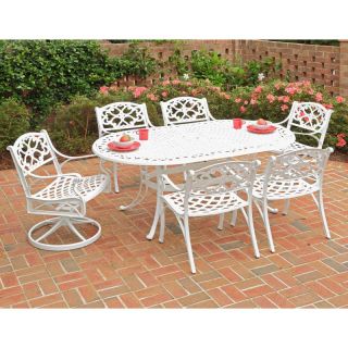 Home Styles Biscayne 72 in. Cast Aluminum Patio Dining Set   Seats 6 Multicolor
