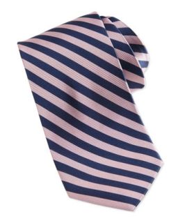 Bias Stripe Skinny Silk Tie, Pink