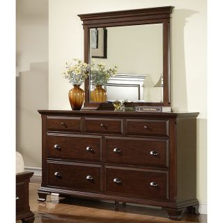 Torino Dresser And Mirror (Pine solids and cherry veneerFinish Cherry finishFeatures 7 spacious drawersDrawers offer full extension metal side glides with built in stopsDust proofing on bottom drawers for added protectionFelt lined top drawer to protect 