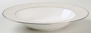 Noritake Montvale Platinum Rim Soup Bowl, Fine China Dinnerware   White Scrolls,