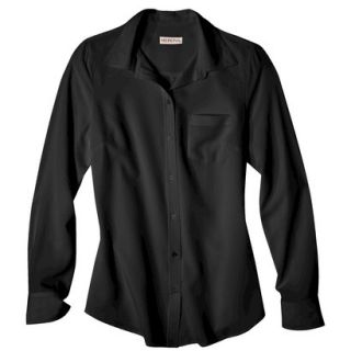 Merona Womens Plus Size Long Sleeve Button Down Shirt   Black 3