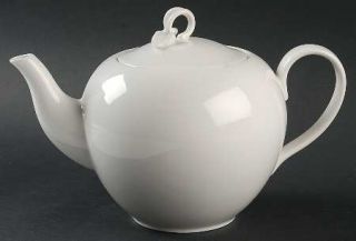 Martha Stewart China Montmartre Teapot & Lid, Fine China Dinnerware   All White,