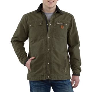 Sandstone Multi Pocket Quilt Lined Jacket   Army Green, XL, Model# J285