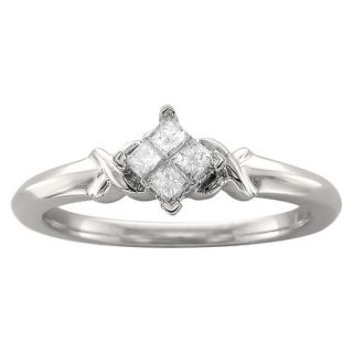 1/5 CT.T.W. Princess cut Quad Diamond Promise Ring in 10K White Gold (H I, I2)