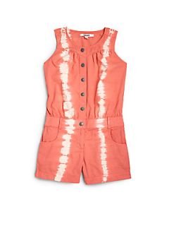 DKNY Toddlers & Little Girls Tie Dyed Romper   Deep Salmon