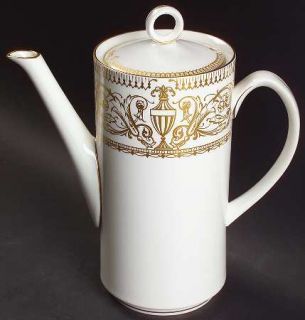 Royal Worcester Hyde Park Coffee Pot & Lid, Fine China Dinnerware   White Backgr