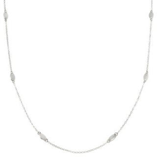 Womens Long Station Chain Necklace with Metal Ovals   Silver (41)