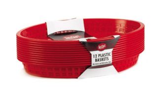 Tablecraft Cash And Carry Texas Baskets, 12.75 in x 9.5 in x 1.5 in, Oval, Red