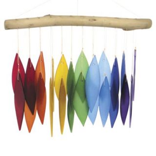 Over The Rainbow Glass Wind Chime with Wood