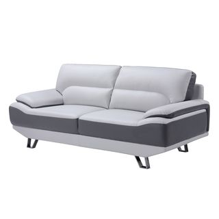 Natalie Light/ Dark Grey Bonded Leather Sofa