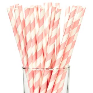 Pink Striped Paper Straws (25)