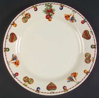 Gien Joyeux Noel Dinner Plate, Fine China Dinnerware   Ornaments,Pine,Holly/Stri