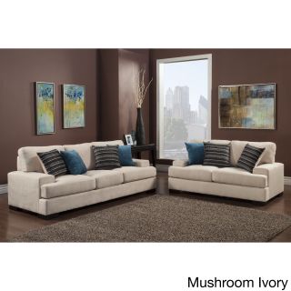 Furniture Of America Shielliam 2 piece Contemporary Micro Denier Fabric Sofa And Loveseat Set (Micro denier/hardwoodFinish EspressoUpholstery color Mushroom ivory, or saddle brownUpholstery fill Pocket coil spring seat cushions for great comfortSeat di