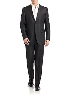 Wool Pinstripe Suit   Dark Grey