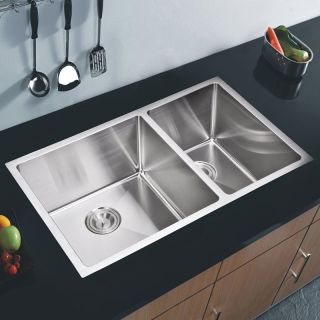 Water Creation SS UD 3220A Double Basin Undermount Kitchen Sink Multicolor   SS 