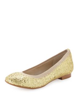 Amira Glitter Flat Shoe, Gold